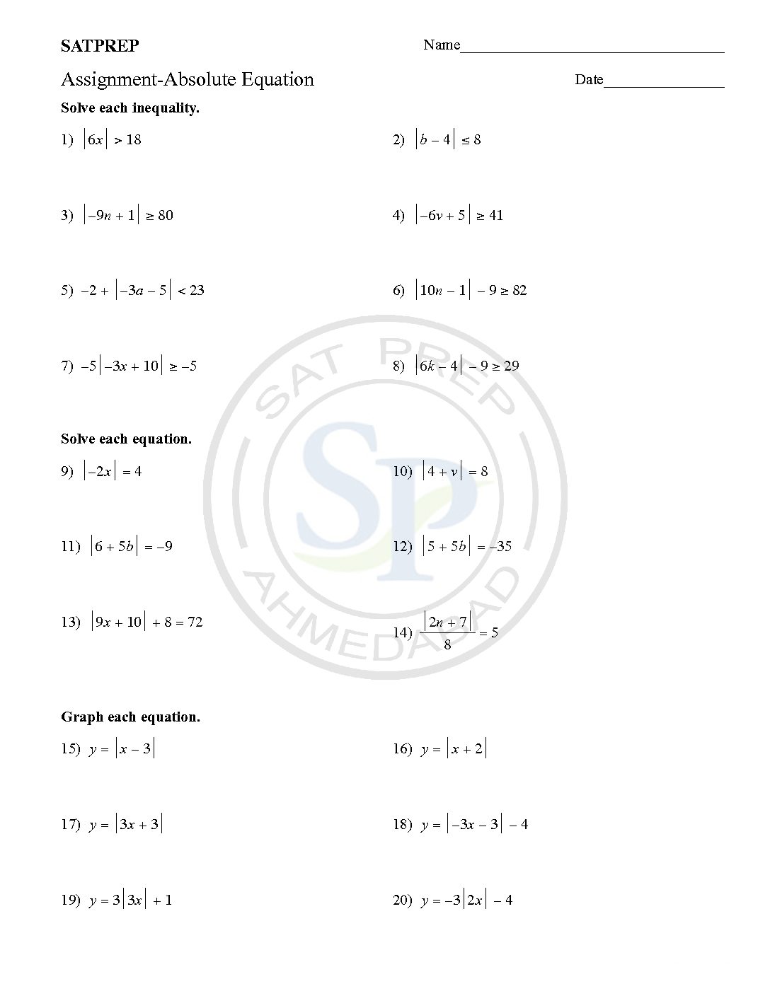 Solving absolute value equations gives positive answer. In Solving Absolute Value Equations Worksheet