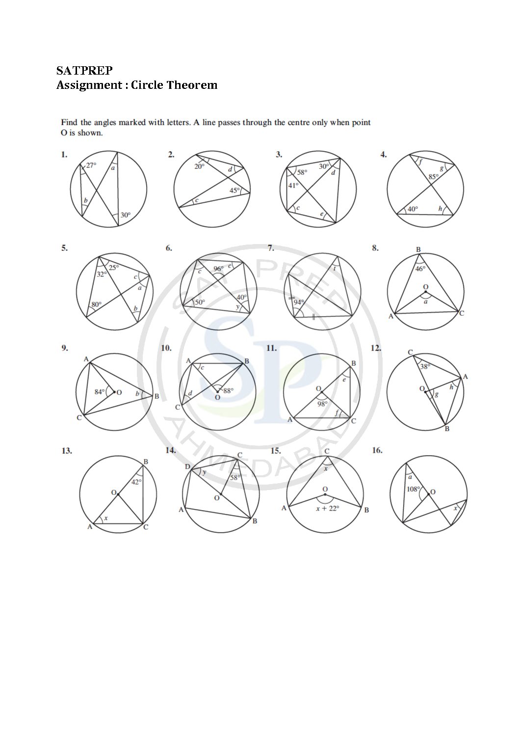 Circle Theorem Proof Worksheet