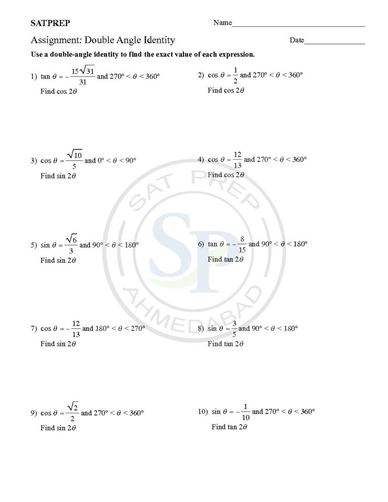 A D ouble angles identity is written2θ, for example, as sin 2θ, cos 2α ...