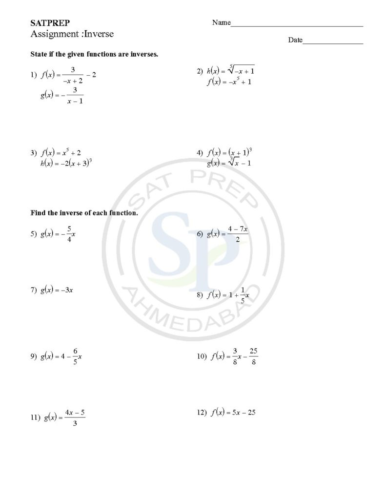 In this post question are to find inverse of function.