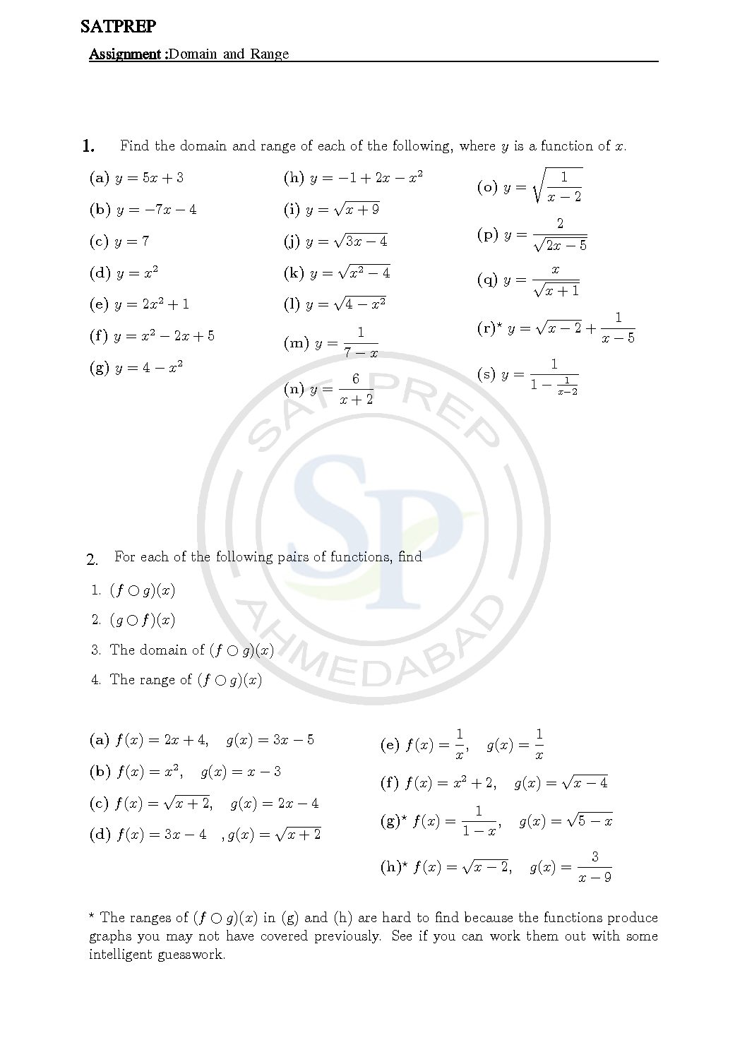 domain and range function are identify by graph of function. Within Composite Functions Worksheet Answers