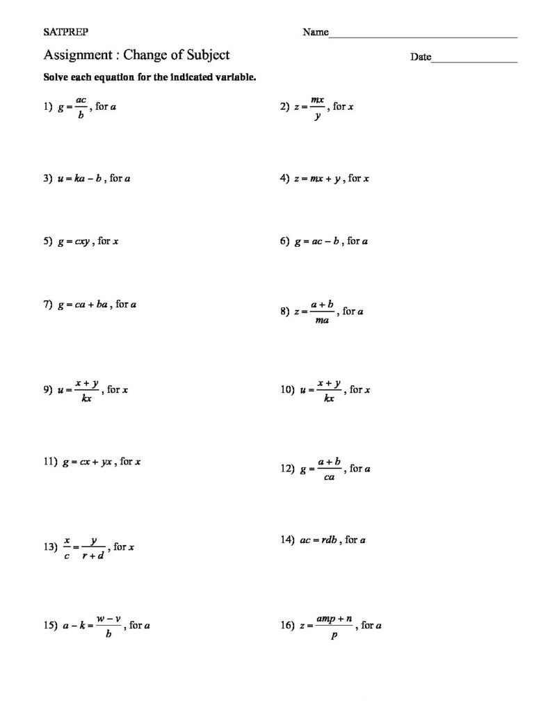 In this post questions are from change subject of formula in given ...