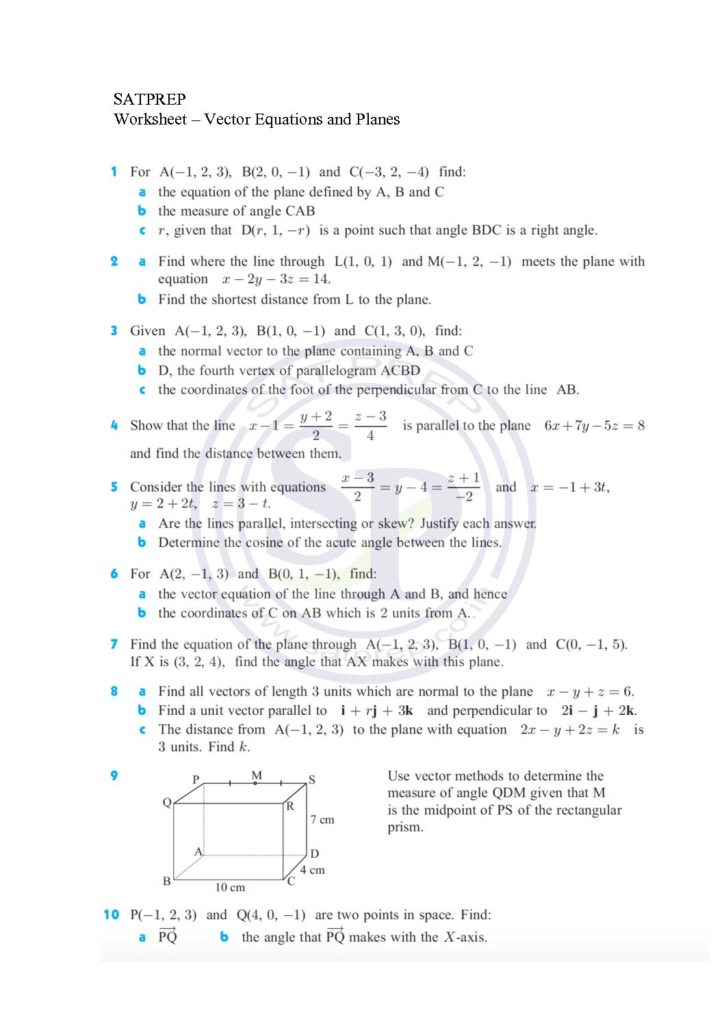 This post about worksheet of vector and planes. This worksheet consist