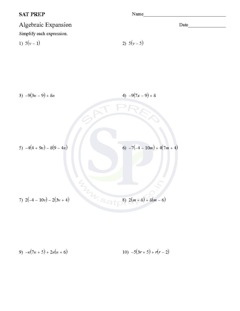 The Expansions Of Algebraic Expression By Opening Bracket