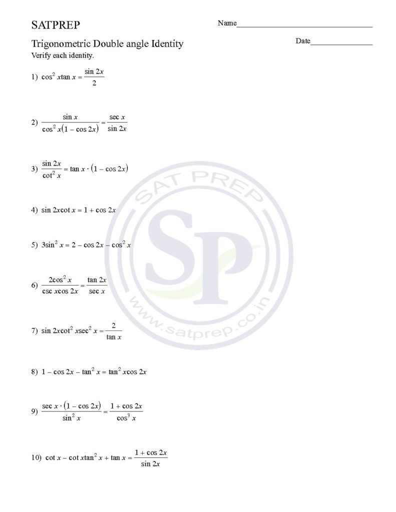 cos20x identity Throughout Double Angle Identities Worksheet