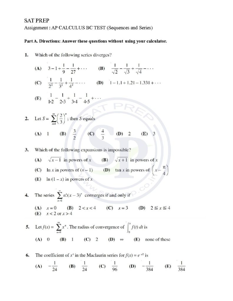 AP CALCULUS BC TEST (Sequences and Series)